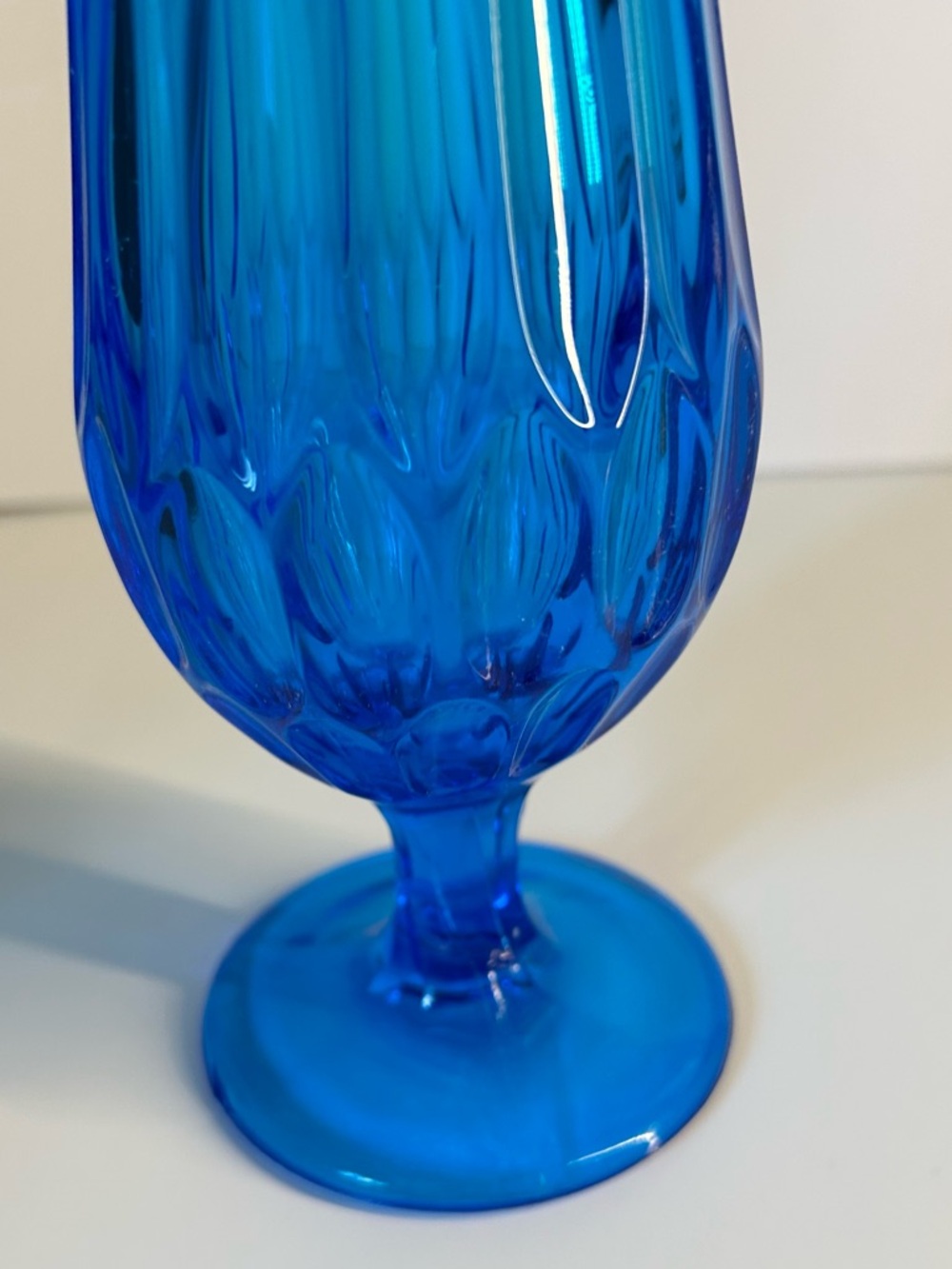Fenton Thumbprint Colonial Blue Swung Vase 18.5” - Picture 2 of 7